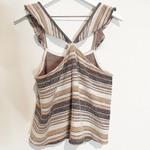 Madewell Ruffle Strap Sleeveless Tank Top Blouse Multicolor Stripe Size Medium - Picture 7 of 8